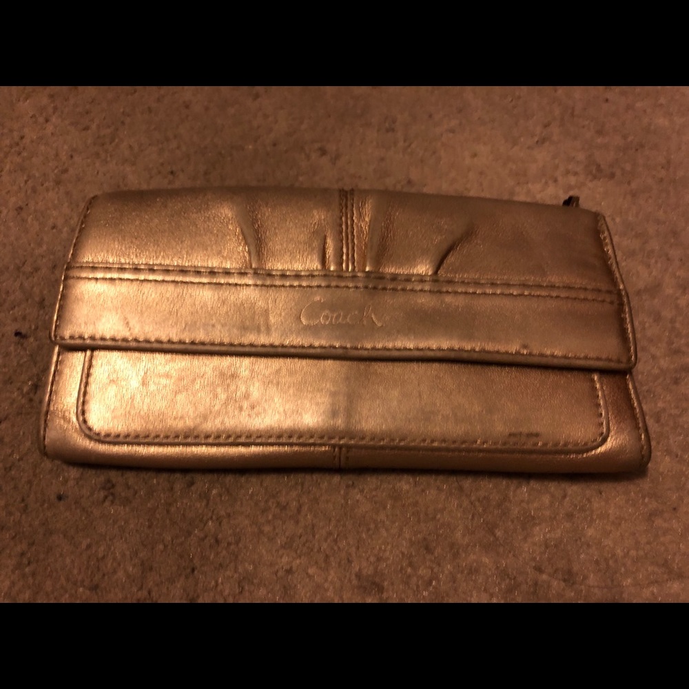 Coach metallic gold wallet